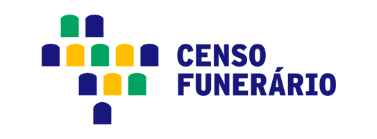 Símbolo no formato do mapa geográfico do Brasil com o nome Censo Funerário ao lado.